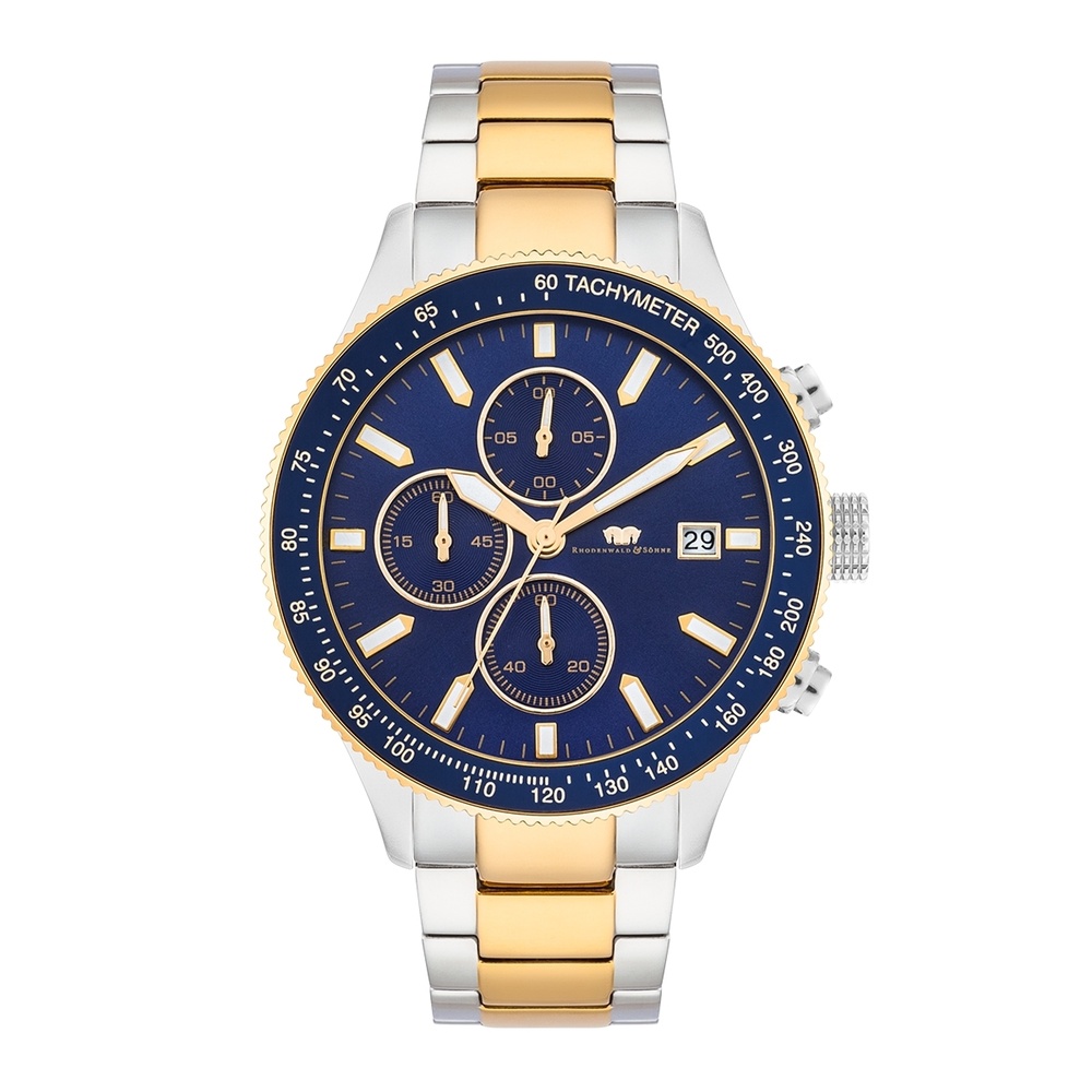 Rhodenwald & Söhne Chronographe Karthago II en Argent Acier inoxydable en Argent/or jaune Montre