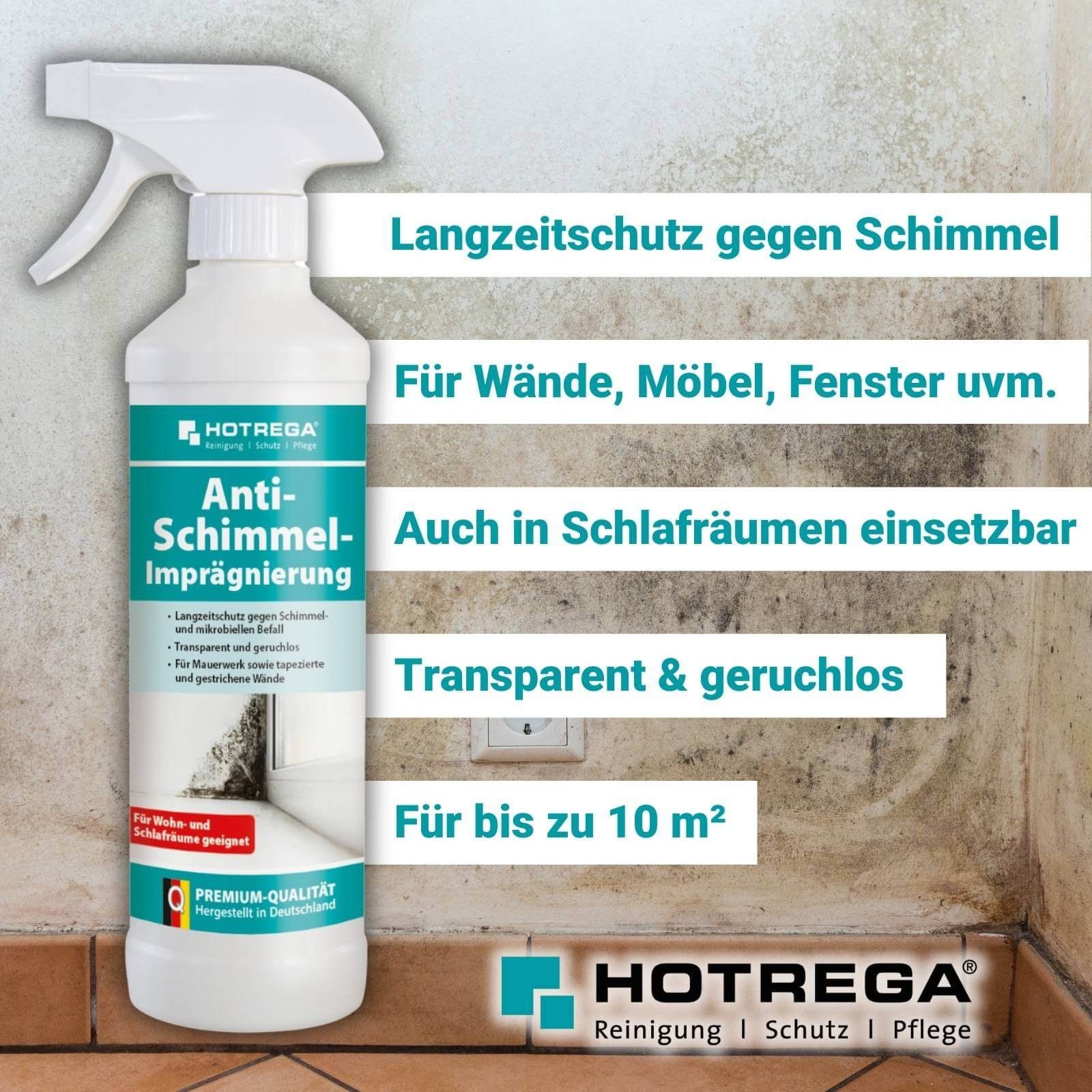 HOTREGA® Anti Schimmel Imprägnierung 500 ml SET + Schimmel Entferner 500ml Schimmelentferner