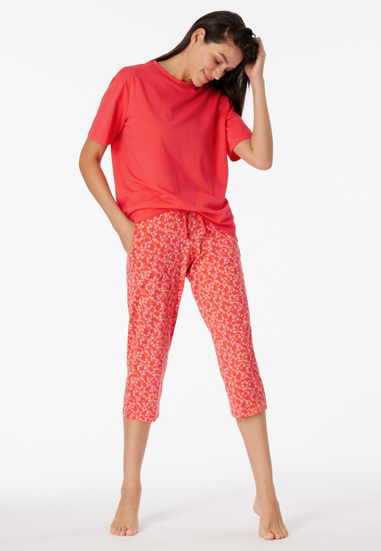 Hose 3/4-lang Blumen rot - Mix+Relax