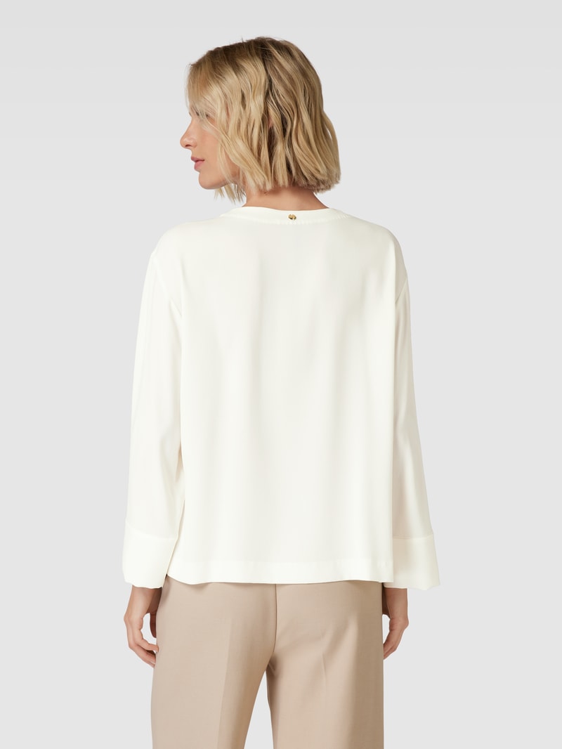 Blusenshirt in unifarbenem Design mit Schlüsselloch-Ausschnitt in offwhite