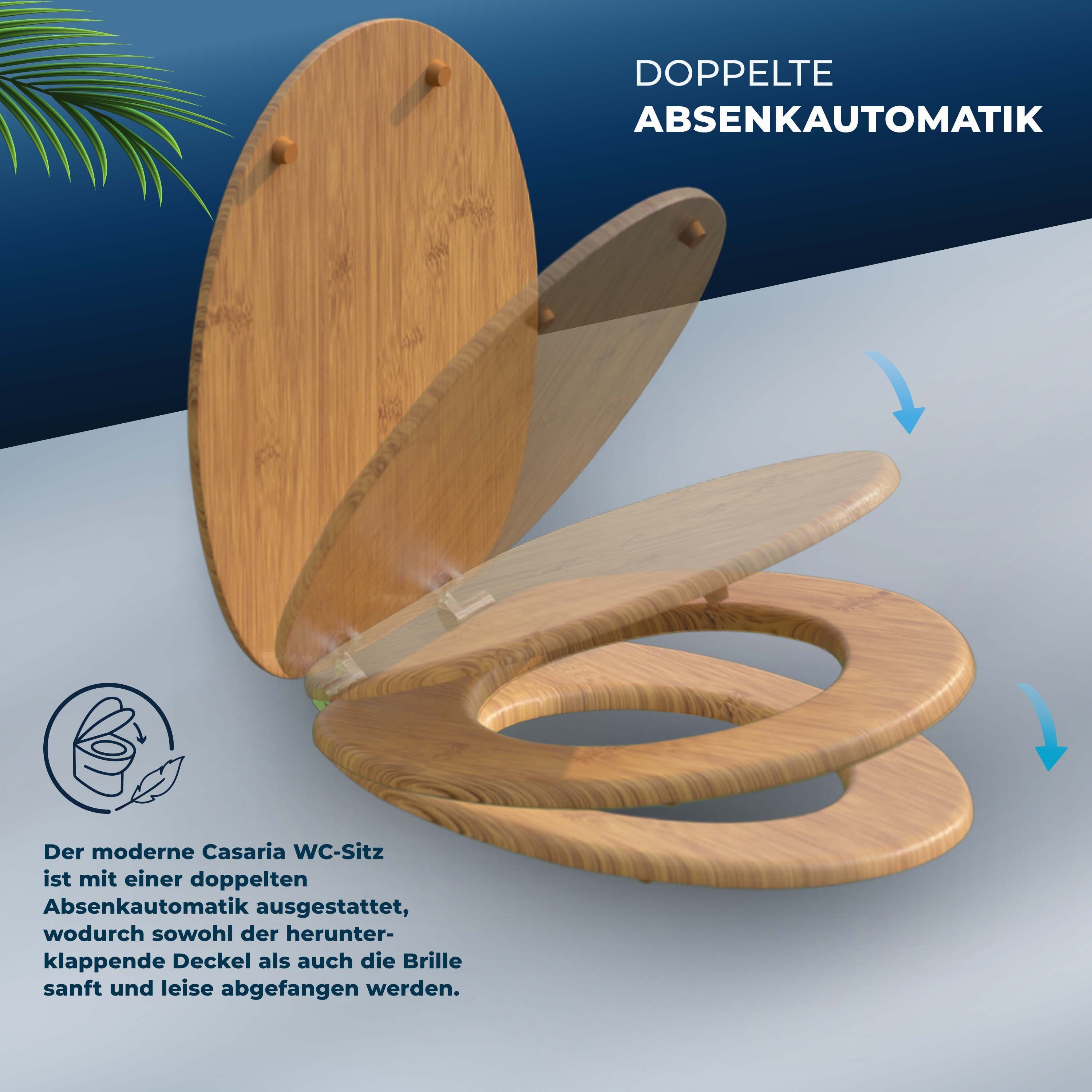 Casaria WC-Sitz, Doppelte Absenkautomatik MDF Holz hygienisch Toilettensitz Klobrille