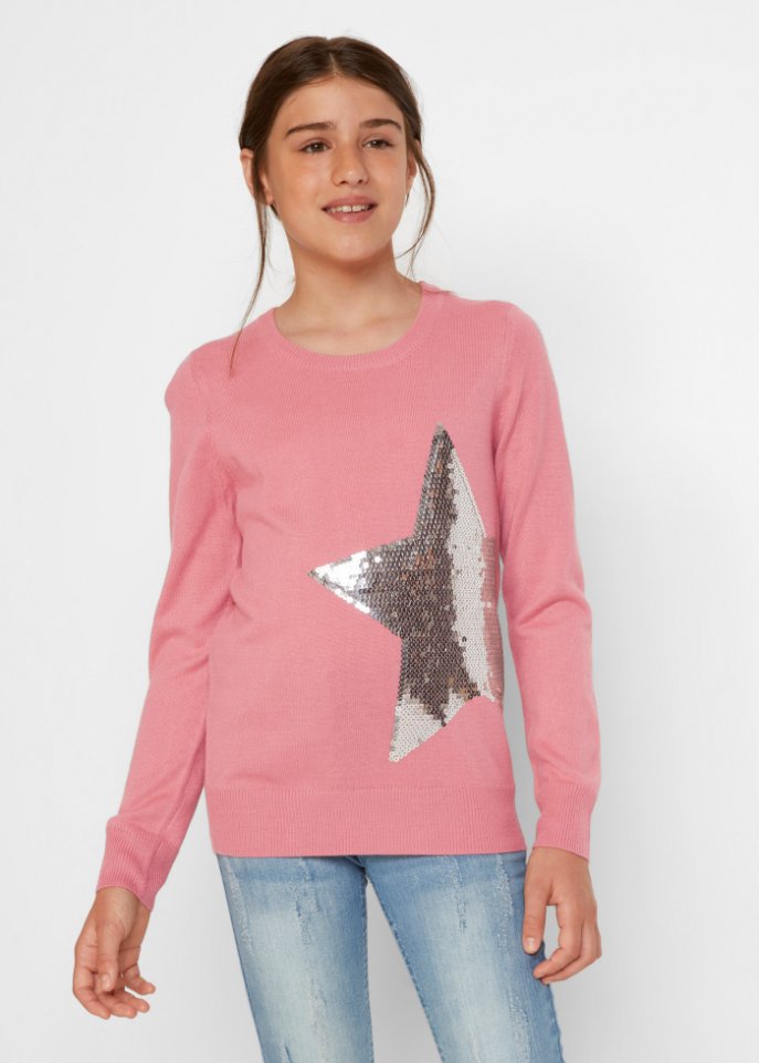 Mädchen Strickpullover mit Pailletten