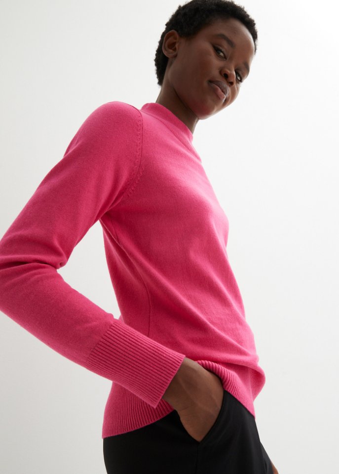 Basic Pullover mit Stehkragen mit recycelter Baumwolle