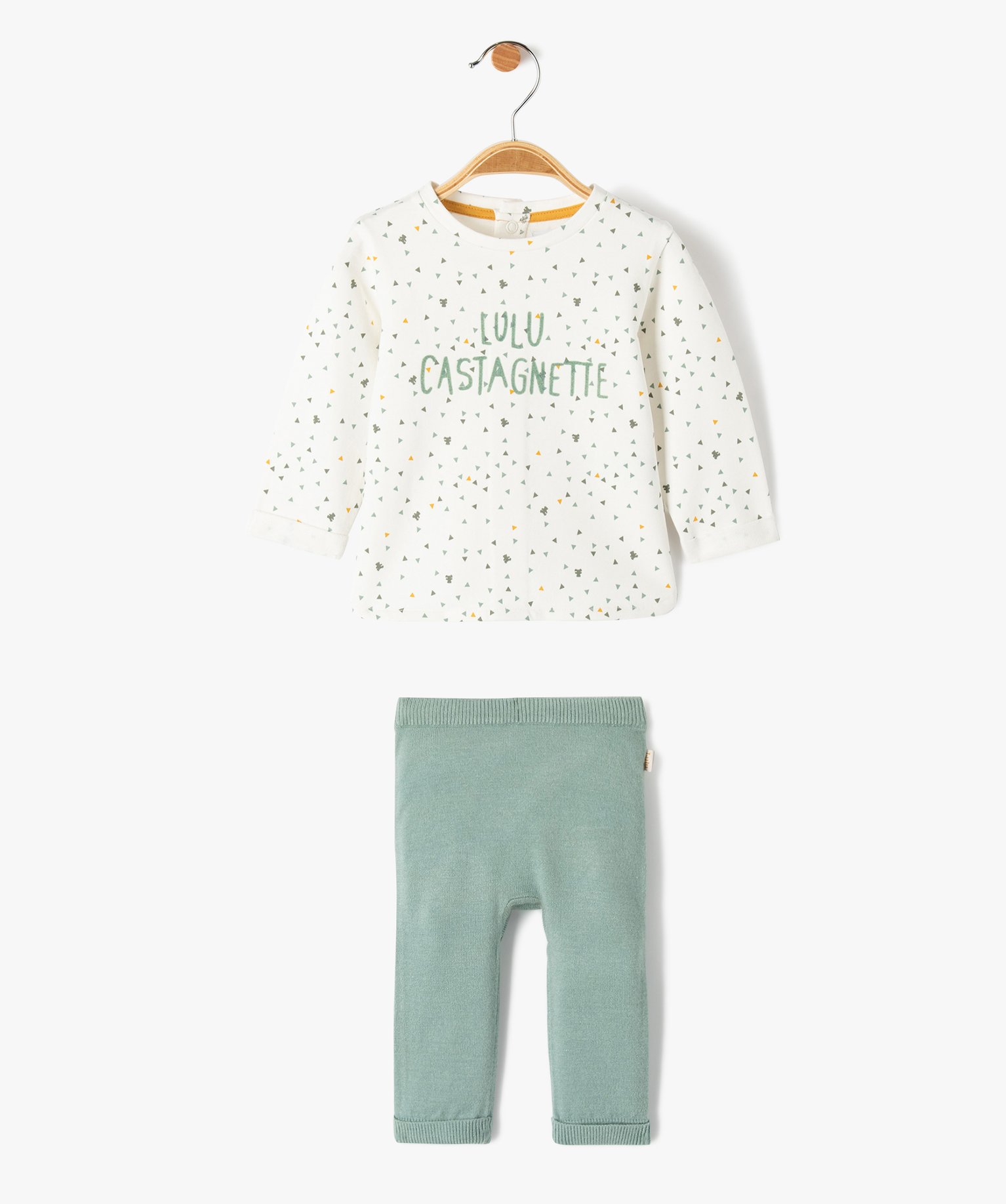 Ensemble bébé 2 pièces : tunique + pantalon en tricot - L... vert | GEMO