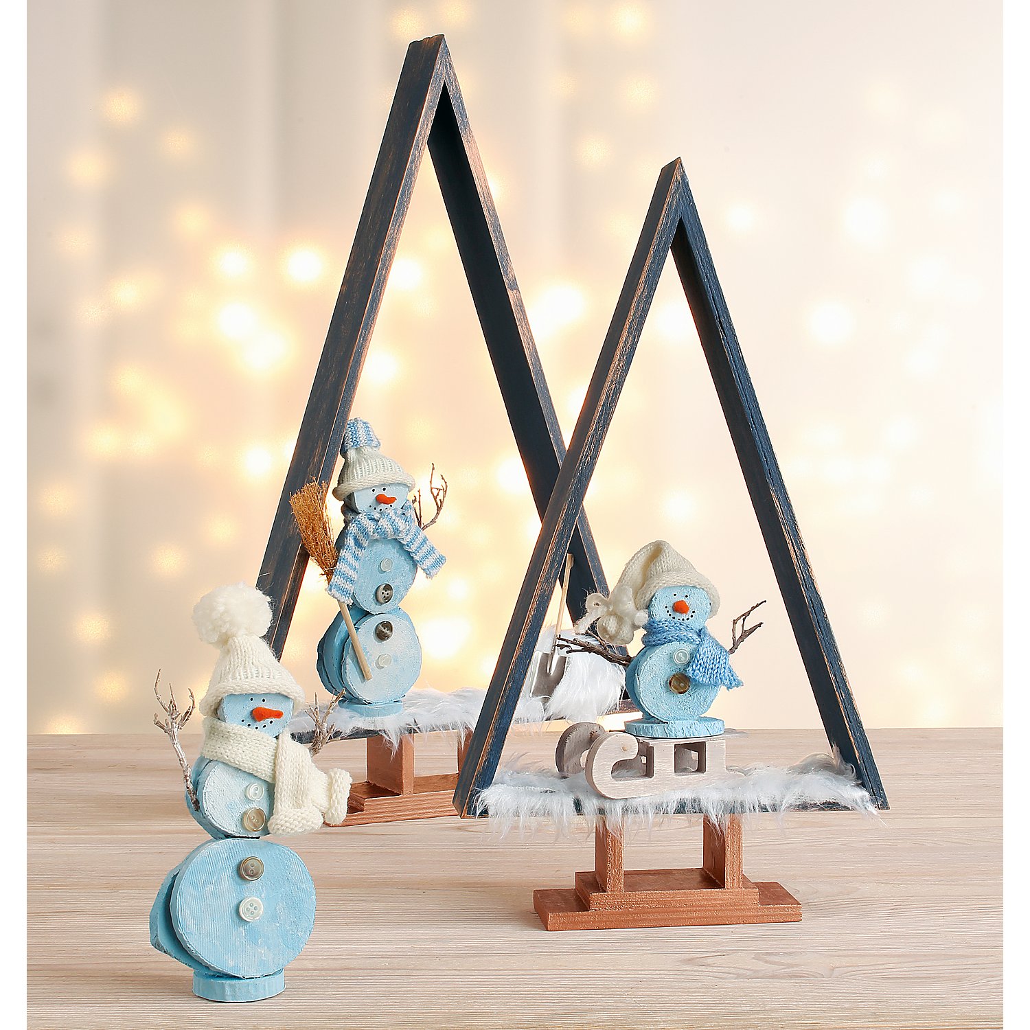Mini-Schlitten aus Holz, 2 Stück