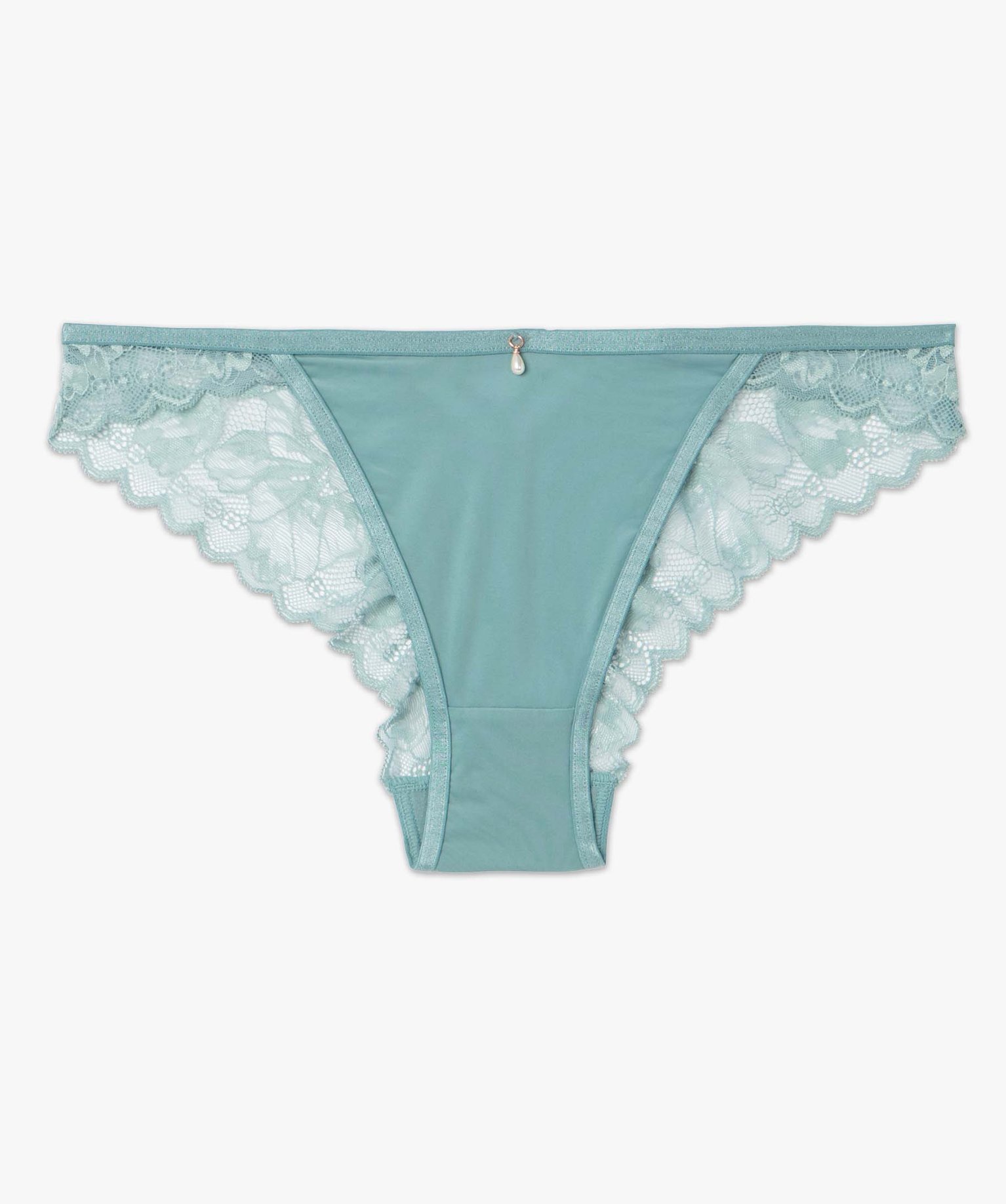 Culotte femme en microfibre et dentelle transparente vert clair | GEMO