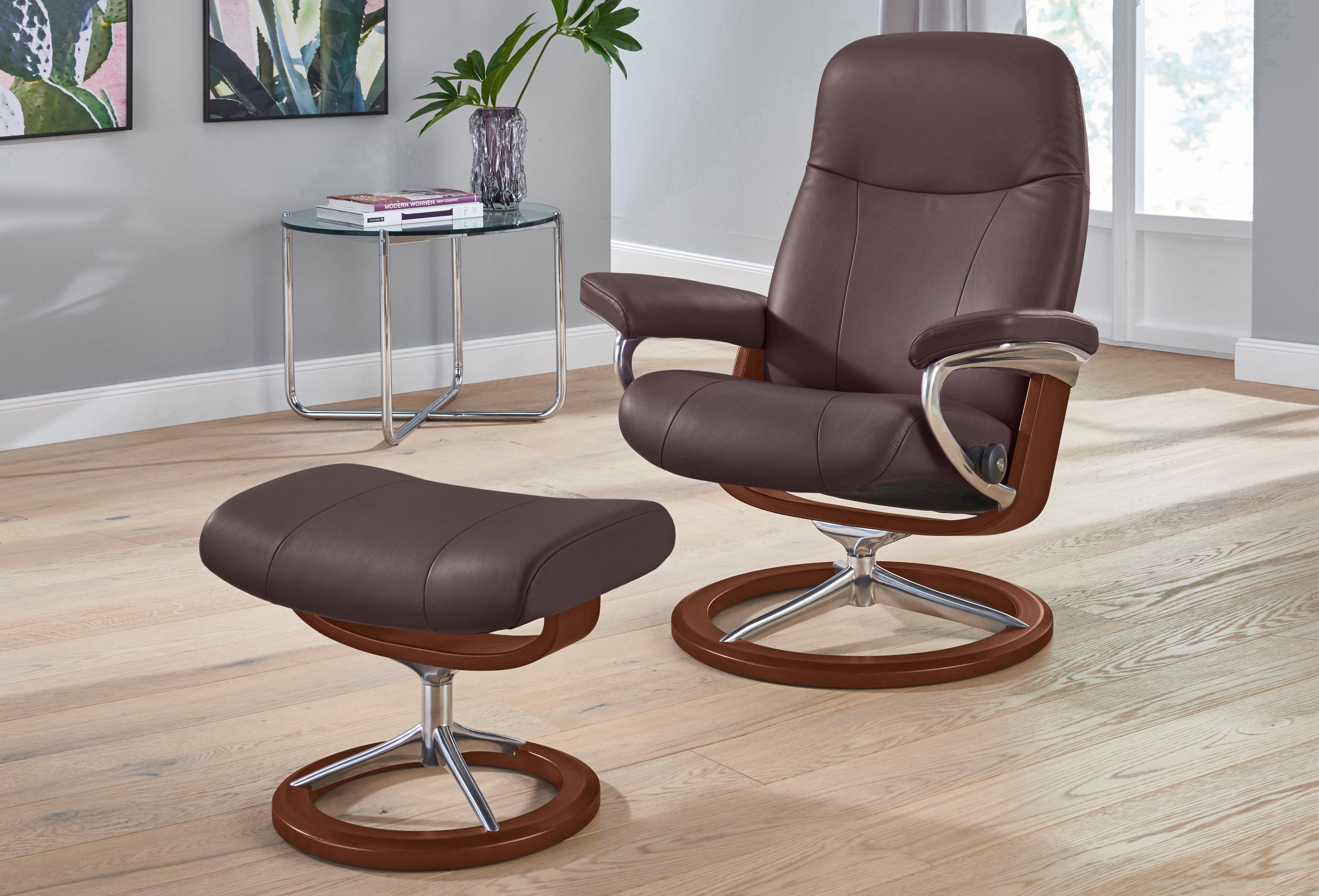 Stressless® Relaxsessel Garda (Set, Relaxsessel mit Hocker), mit Hocker, mit Signature Base, Größe L, Gestell Braun