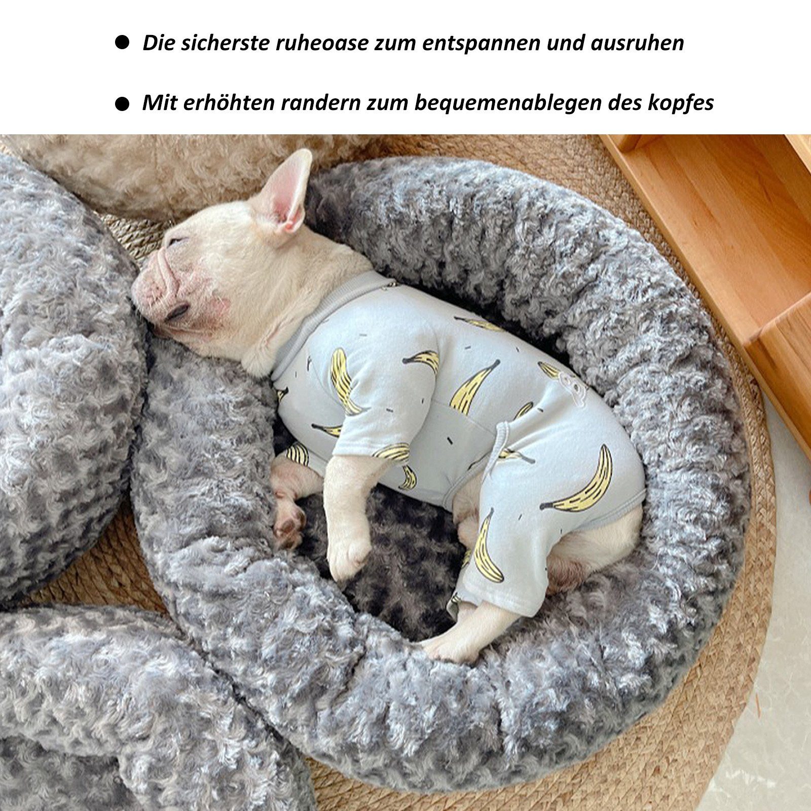 CALIYO Tierbett Hundebett Hundekissen Katzenbett, Waschbar Hundesofa, flauschig Kissen Rund aus Plüsch für Kleine, Mittelgroße Hunde, Katzen