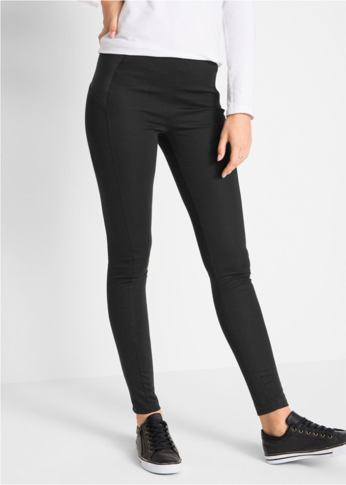 High-Waist-Punto Di Roma-Leggings mit seitlich elastischen Einsätzen