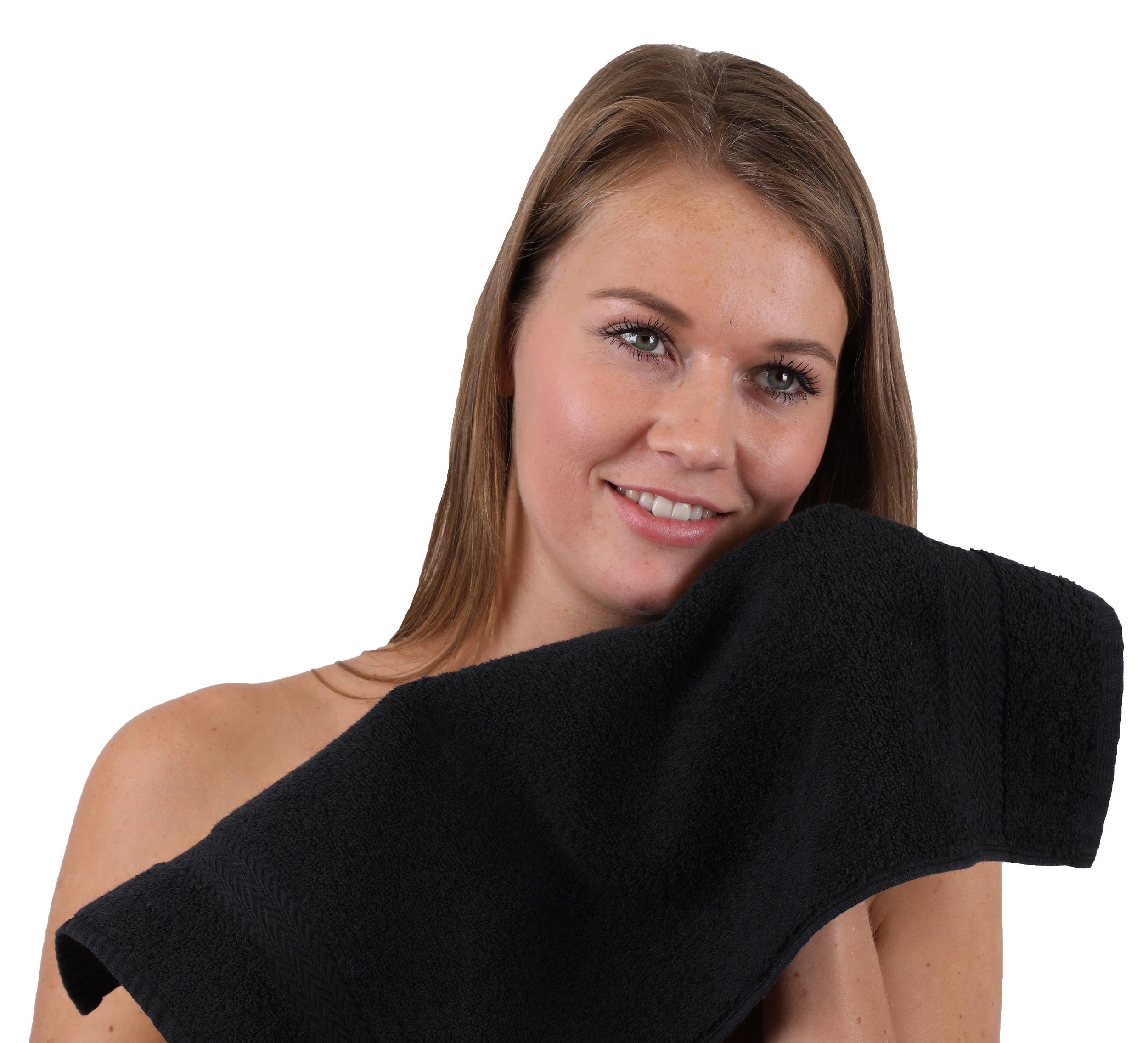 Betz Gästehandtücher 10 Stück Gästehandtücher Premium 100% Baumwolle Gästetuch-Set 30x50 cm Farbe rot und schwarz, 100% Baumwolle