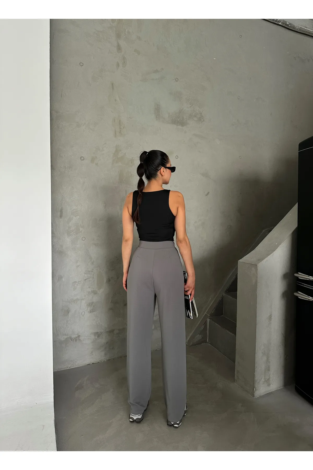 Laluvia  Parla Damen-Palazzohose aus Lycra mit Klettverschluss, Grau