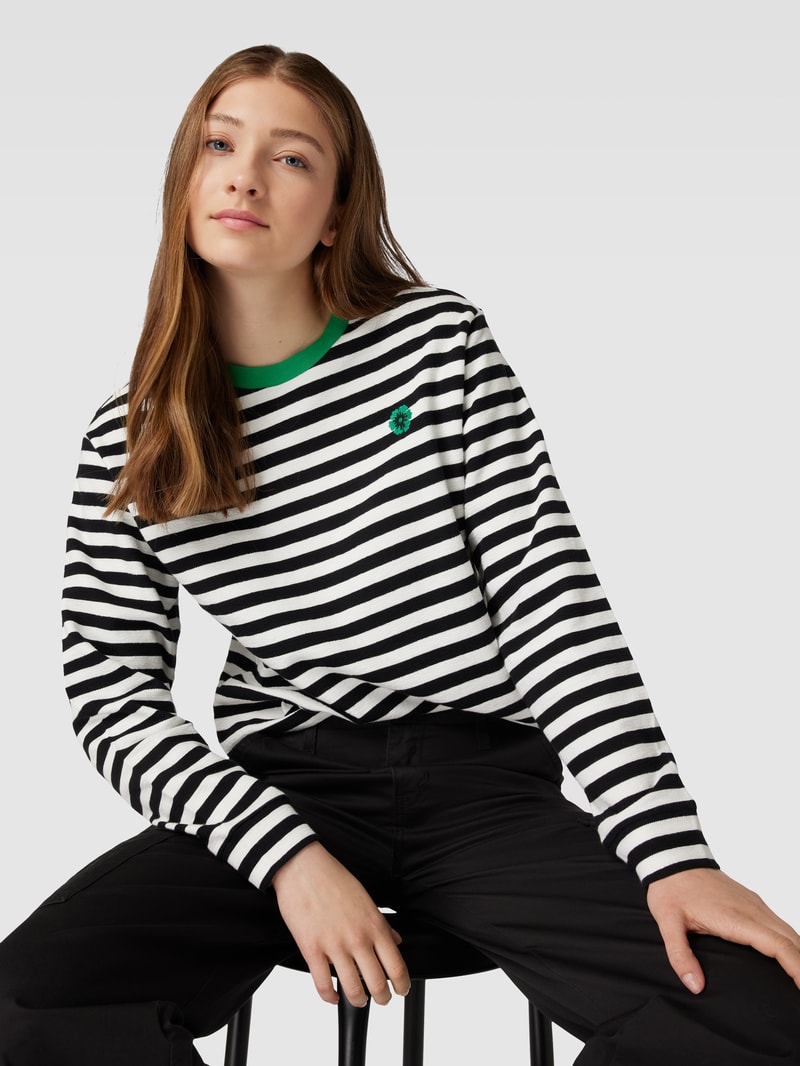 Sweatshirt mit Streifenmuster in schwarz