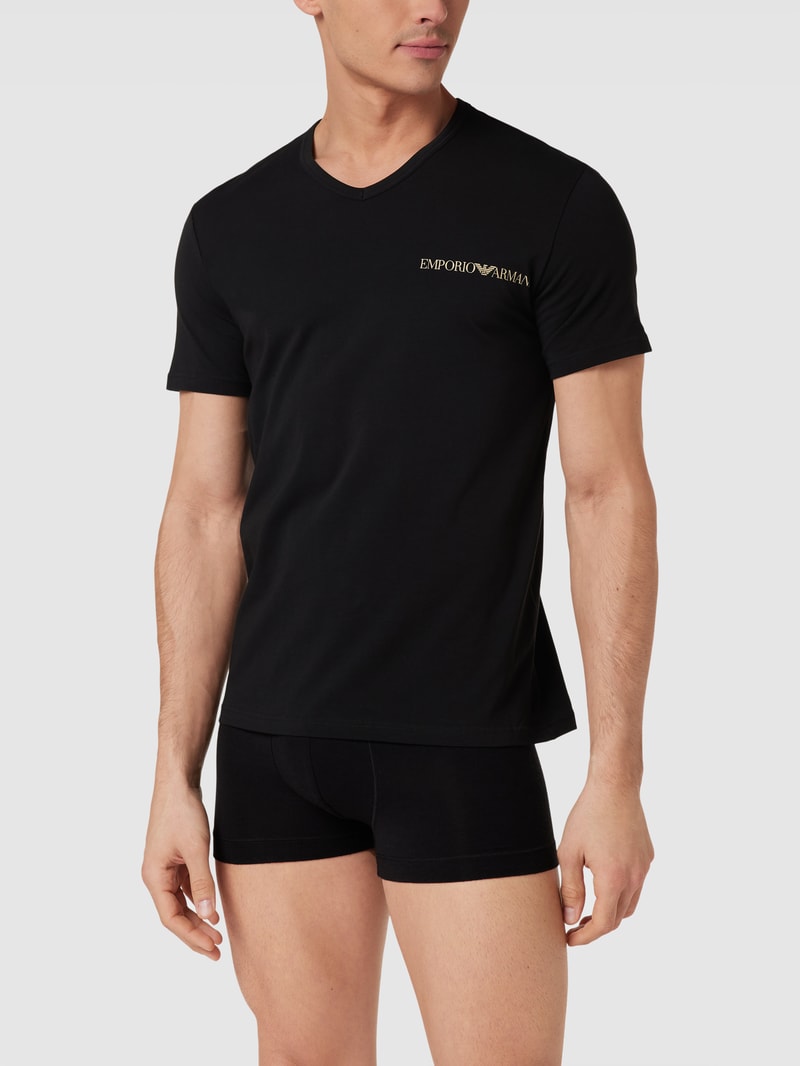 T-Shirt mit Label-Print im 2er-Pack in schwarz