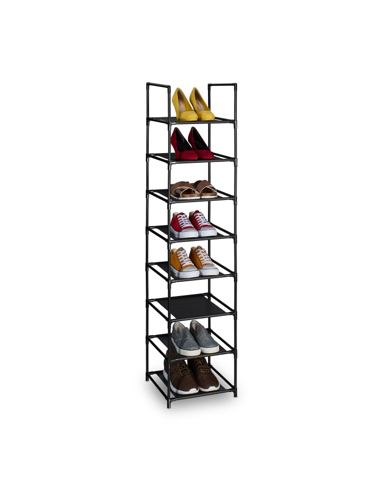 relaxdays Schuhregal in Schwarz/ Grau - (B)33 x (H)140 x (T)33 cm günstig kaufen onesize