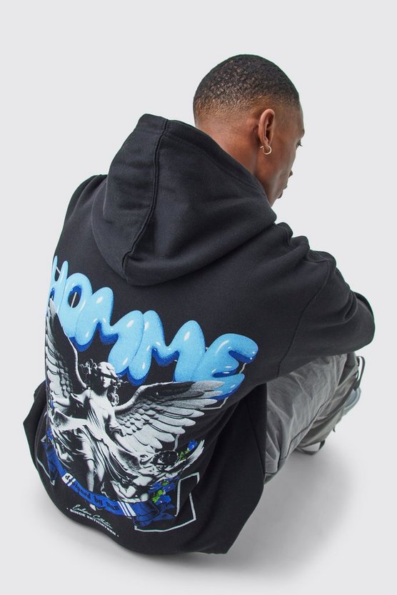 Oversize Hoodie mit Homme Angel Print