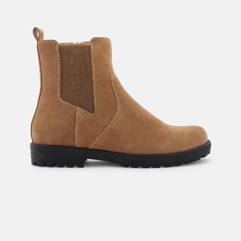 Boots chelsea à semelle crantée beige fille