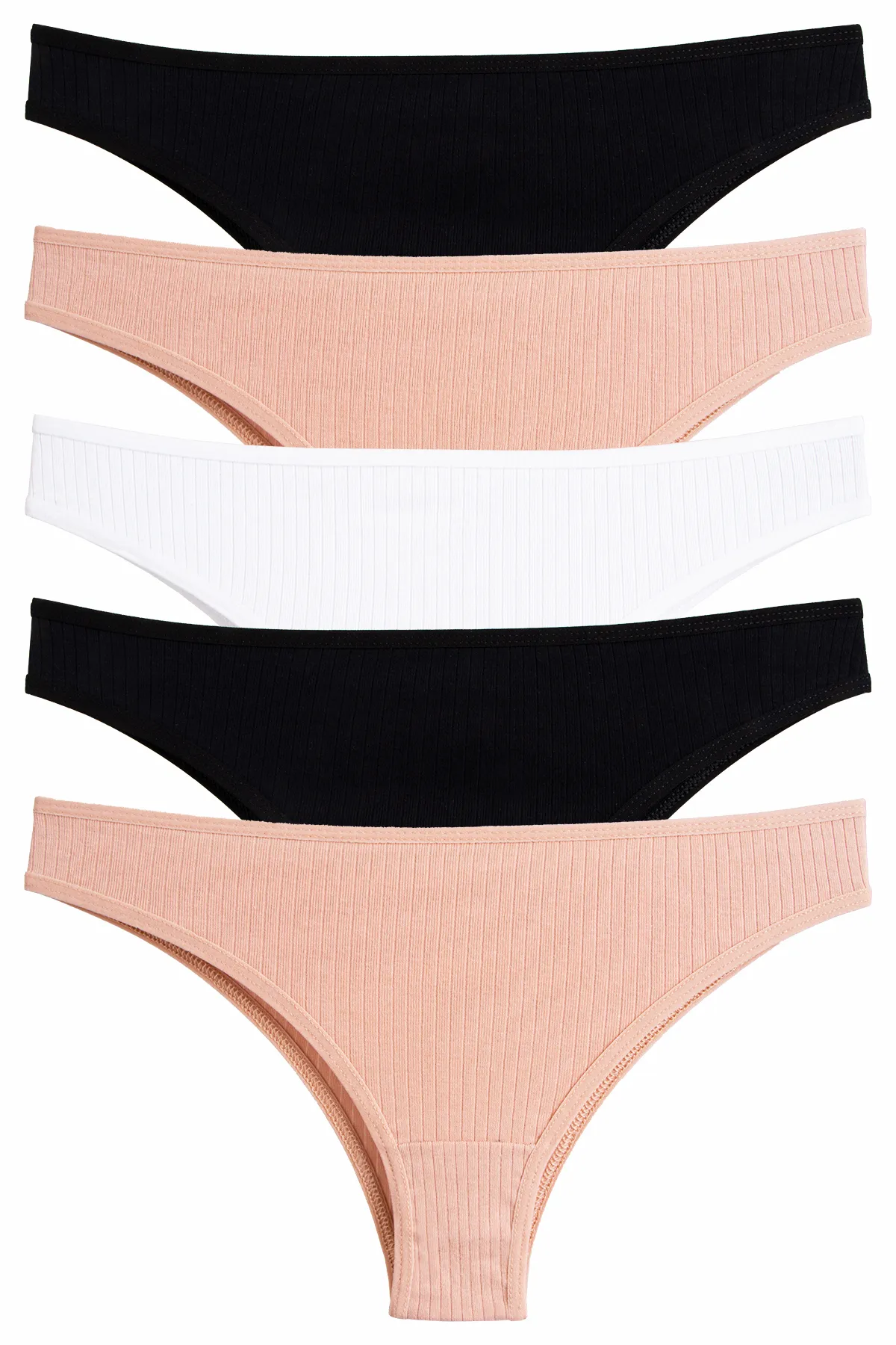 Nicoletta  Damenhöschen Brazillian 5er-Pack Lycra-Unterhemd aus gerippter Baumwolle MIXCOLOR
