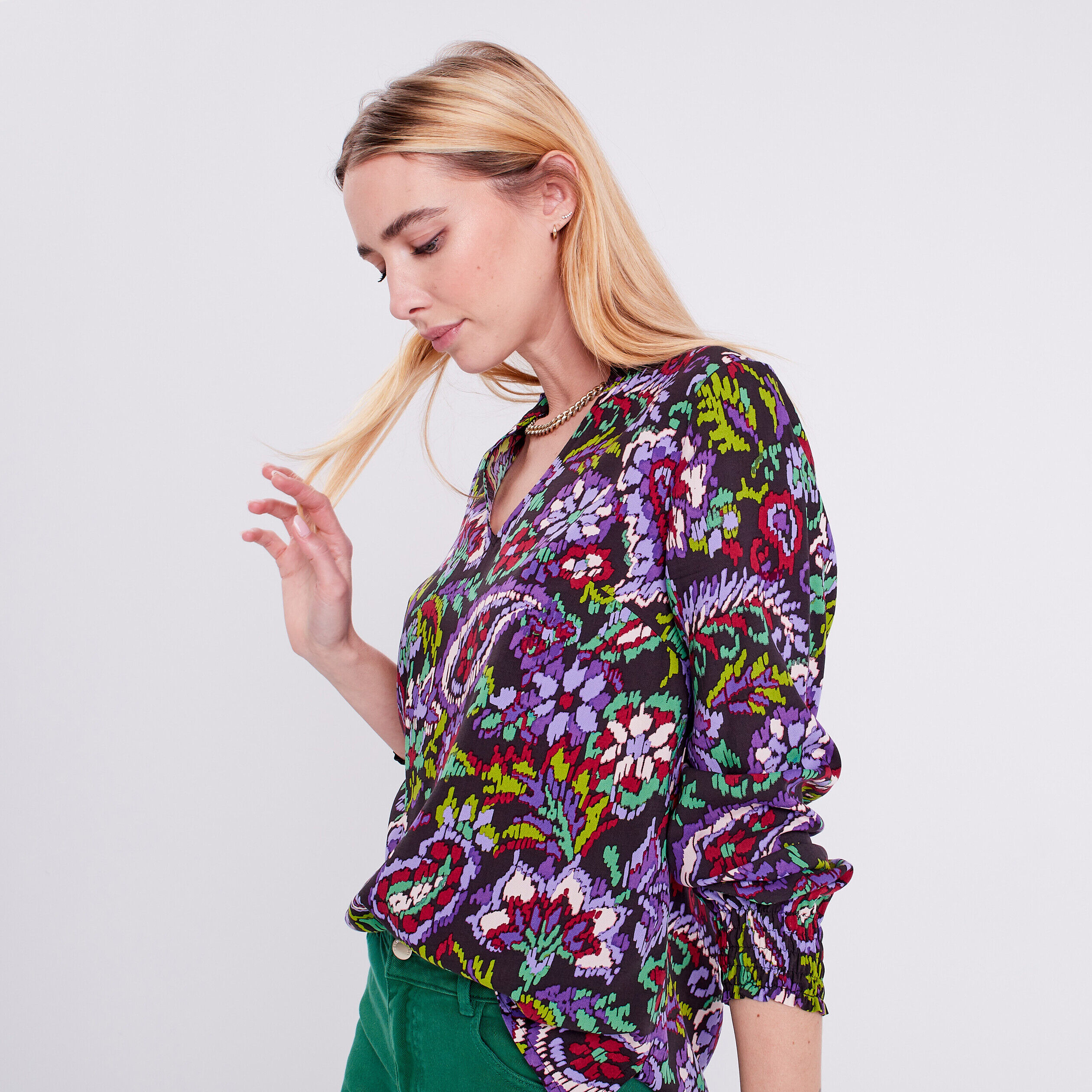 Blouse manches longues noir femme | Cache Cache