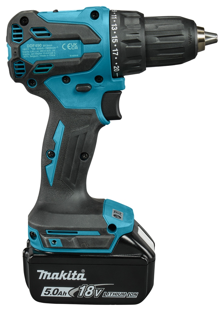 Makita DDF490RTJ LXT 18 V:n porakone/ruuvinväännin, sis. 2 x 5,0 Ah akkua ja pikalaturin Mboxissa