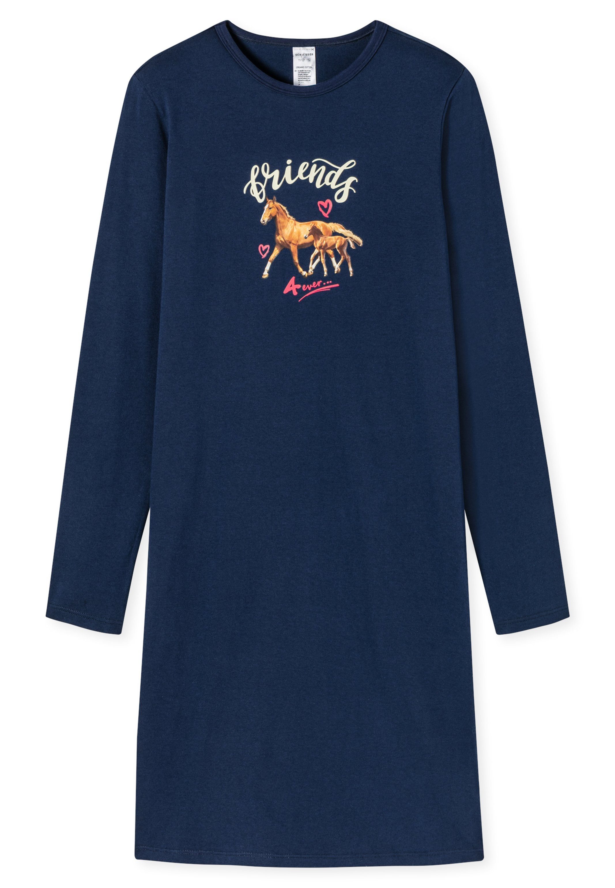 Schiesser Nachthemd Horse World Organic Cotton (1-tlg) Nachthemd - Baumwolle - Mit eingefasstem Rundhalsausschnitt