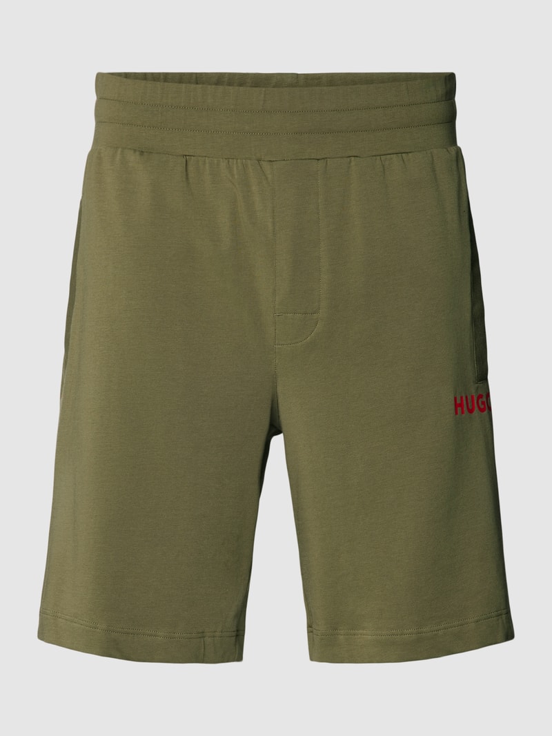 Sweatshorts mit Label-Print in olivgrün