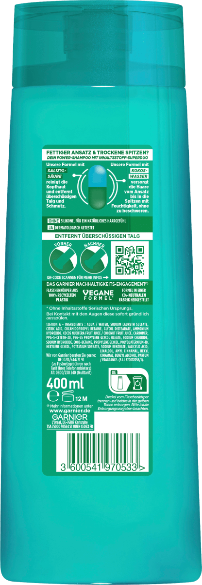 Shampoo Coco Water, fettiger Ansatz & trockene Spitzen, 400 ml
