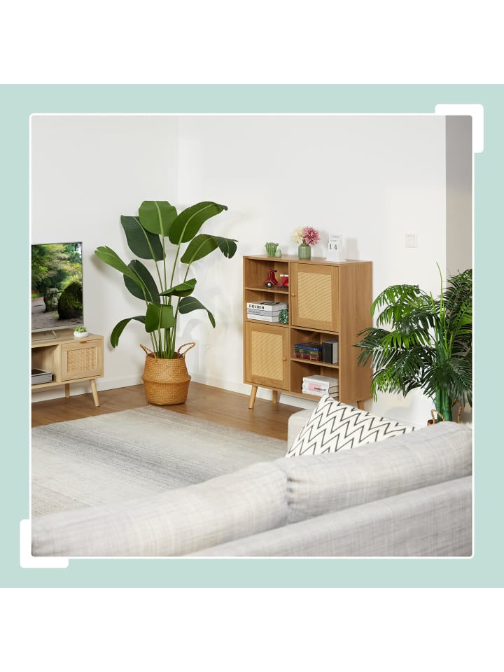 relaxdays Sideboard in Natur - (B)80 x (H)97 x (T)29 cm günstig kaufen onesize