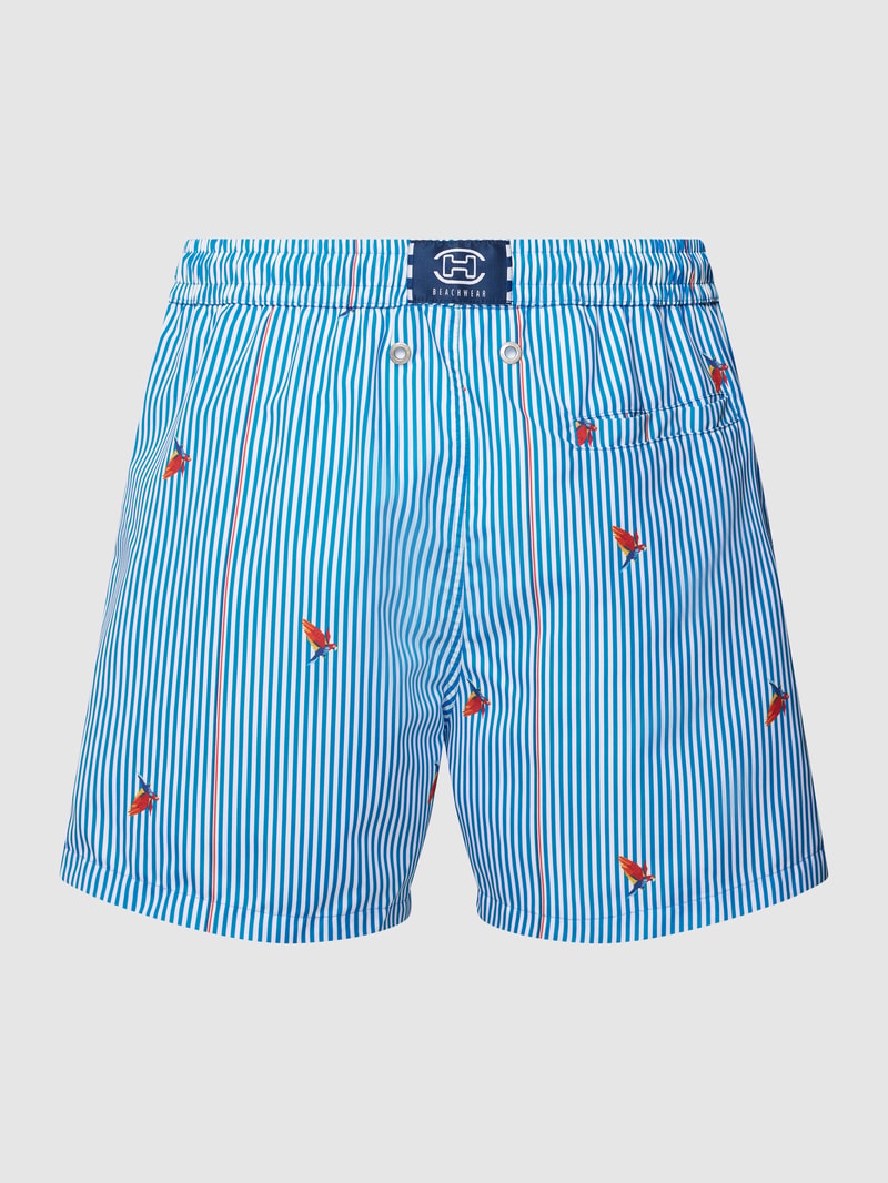 Badehose mit Streifenmuster Modell 'BESPOKE ROXO' in blau