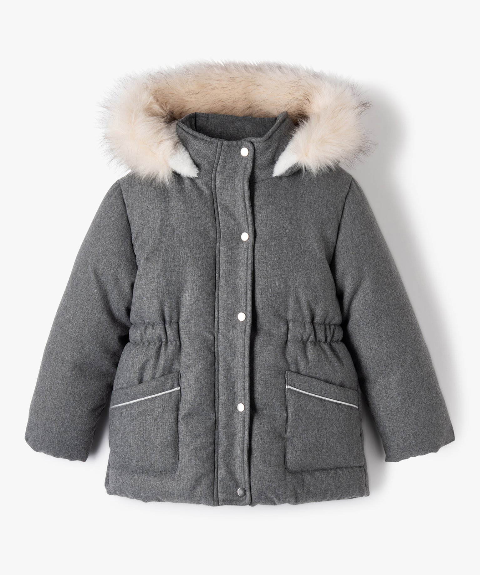 Manteau fille élégant à doublure chaude et rembourrage en... gris | GEMO