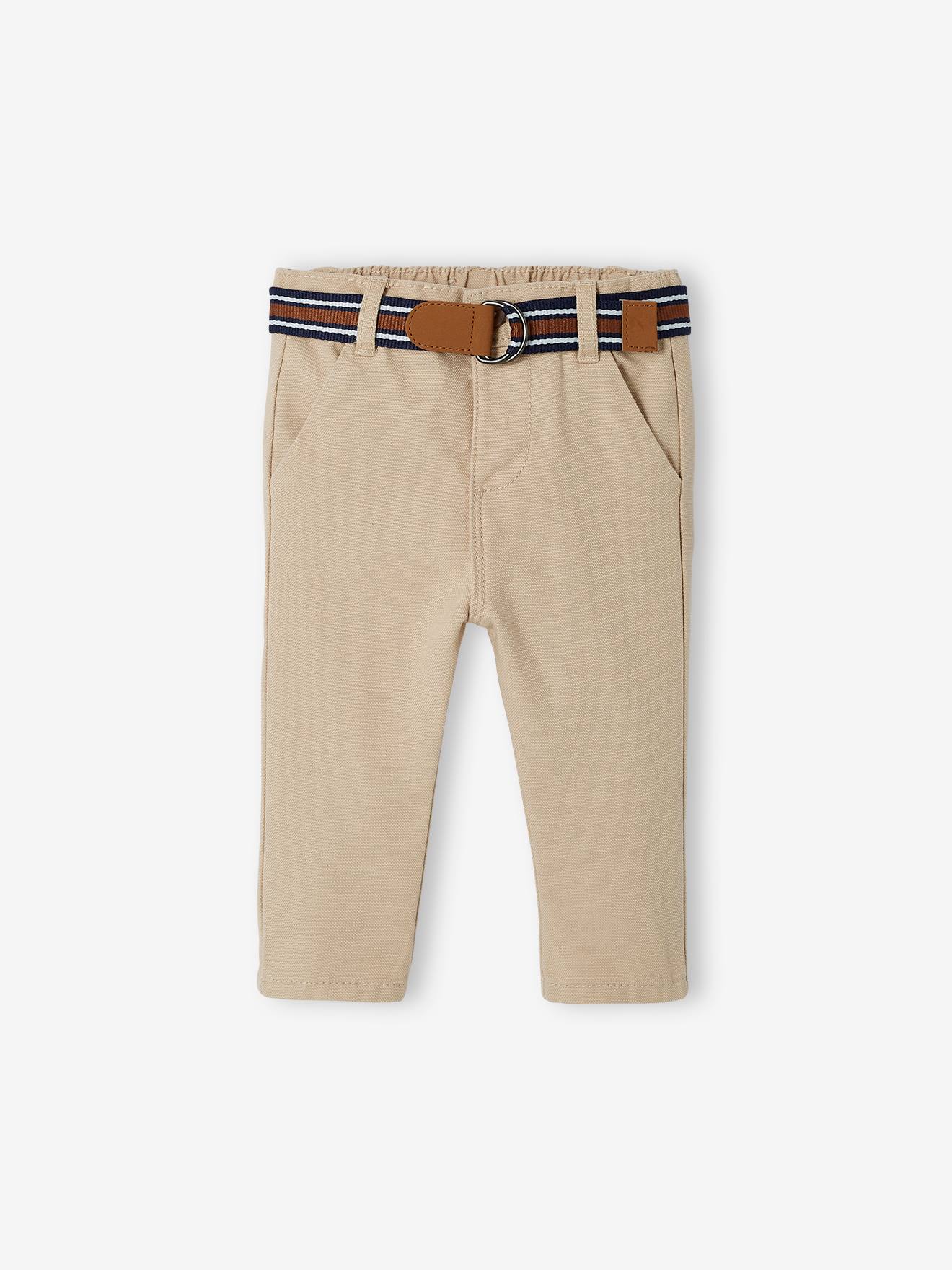 Pantalon de cérémonie bébé avec ceinture beige