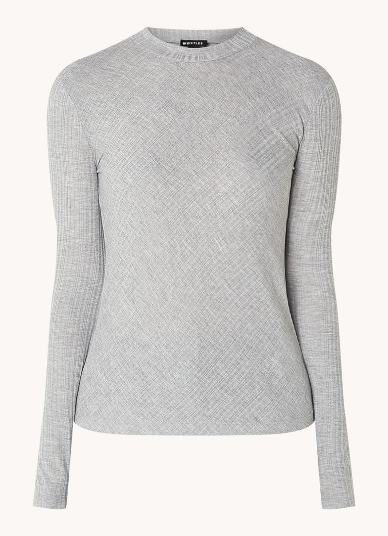 Whistles Rib-knit top with stand-up collar