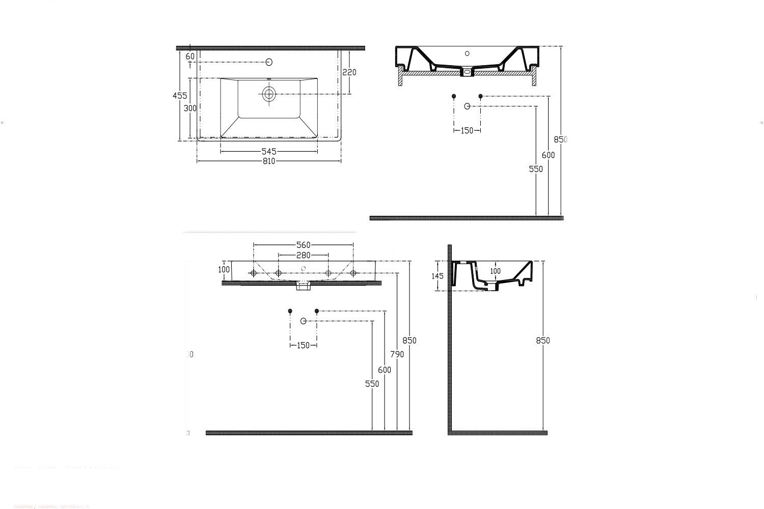Aqua Bagno Waschbecken Design Waschbecken aus Keramik Waschtisch Hängewas (Packung)
