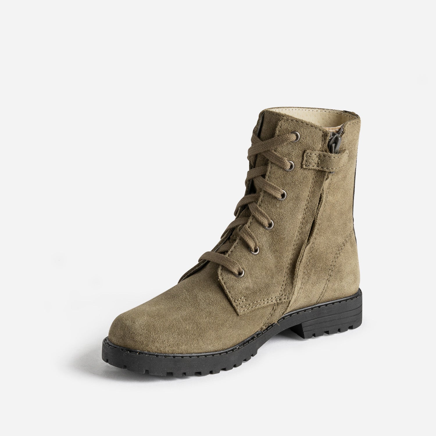 Bottine BUGGY éco-conçue kaki cuir velours