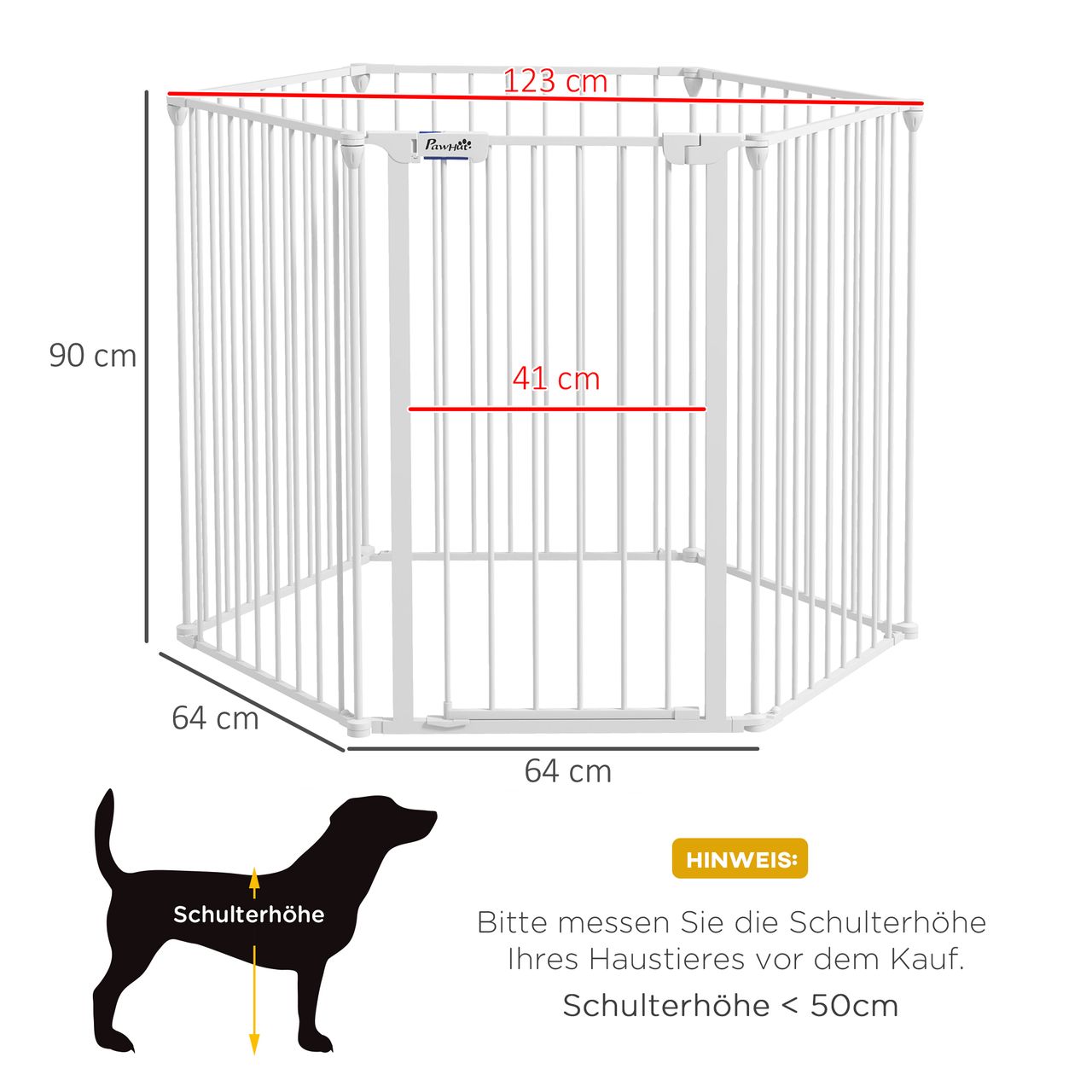 PawHut 2 in 1 Welpenlaufstall, Absperrgitter mit 6 Platten, 90 cm Freilaufgehege