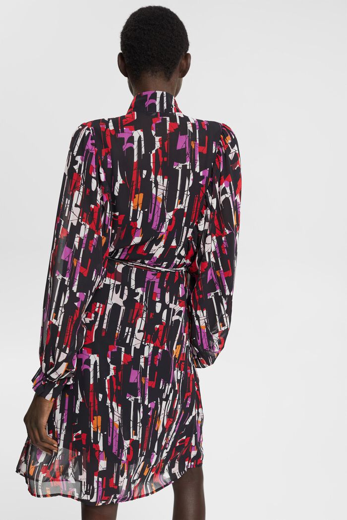 Gemustertes Chiffon-Kleid mit Bindegürtel