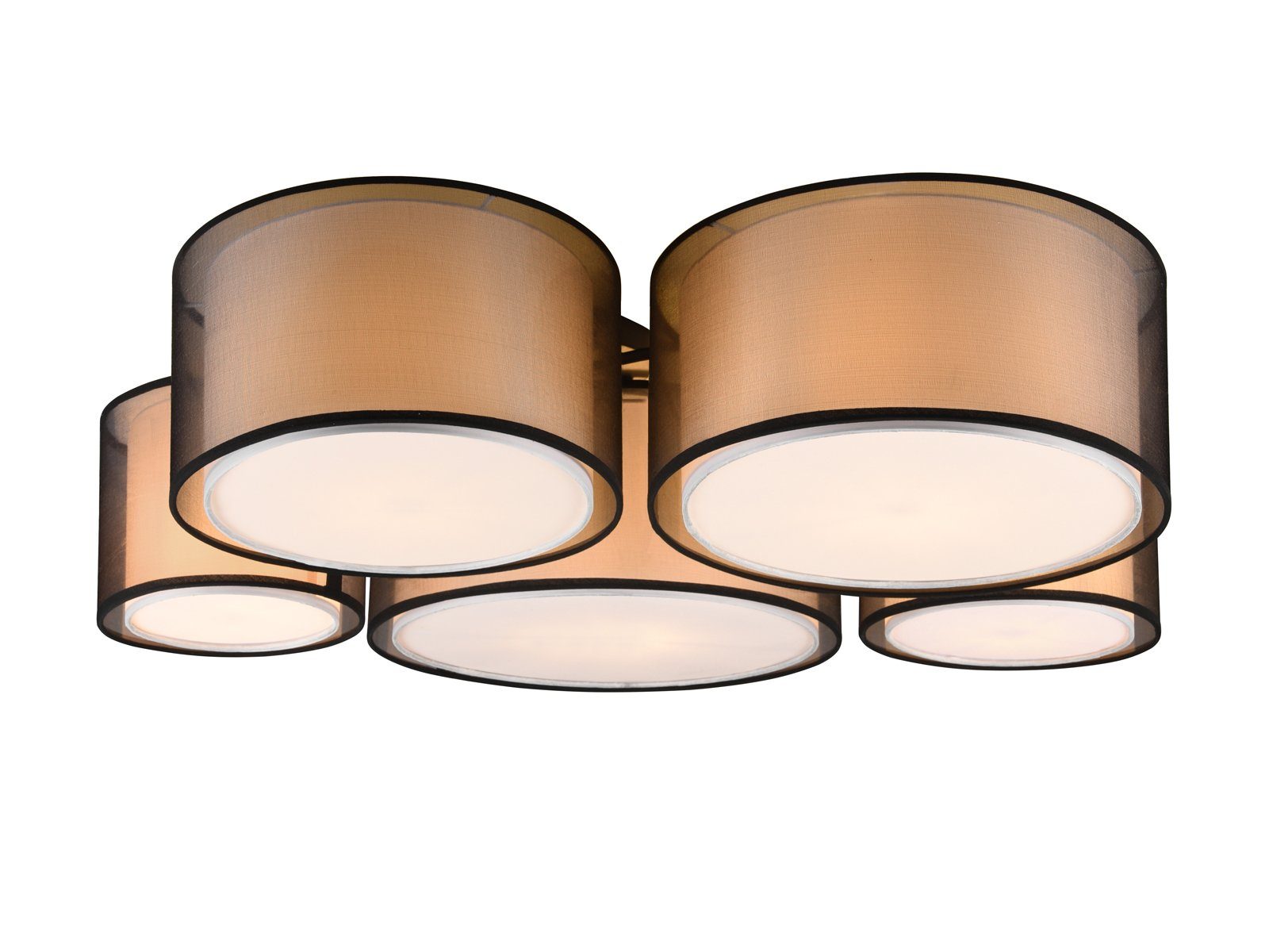 meineWunschleuchte LED Deckenleuchte, LED wechselbar, Warmweiß, große ausgefallen-e Designer Lampe mit 5x Stoff Lampen-schirm, B: 90cm