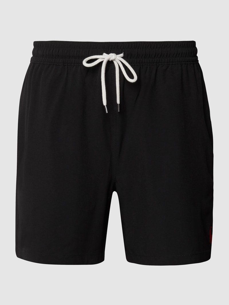 Badehose mit kontrastiven Details in schwarz