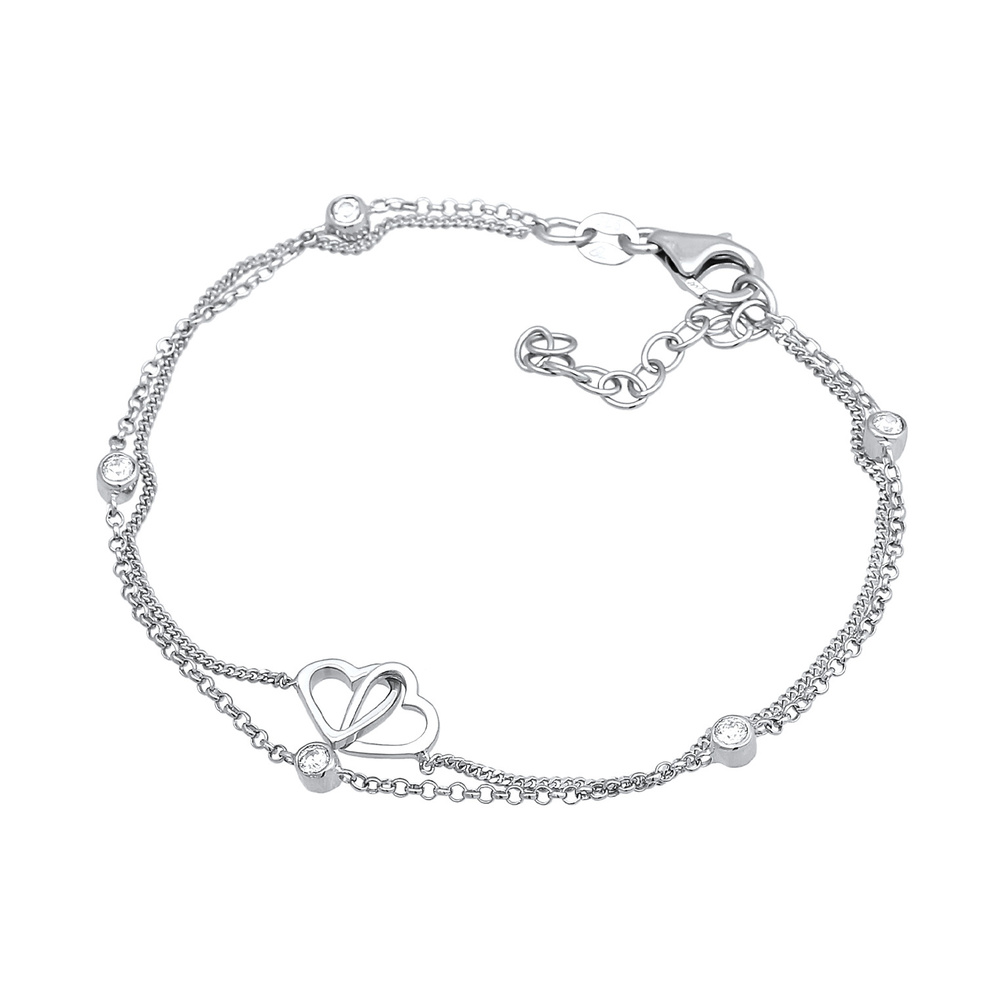 Elli Elli Bracelet Femmes couches pendentif cœur avec zircon en argent sterling 925 Bracelet
