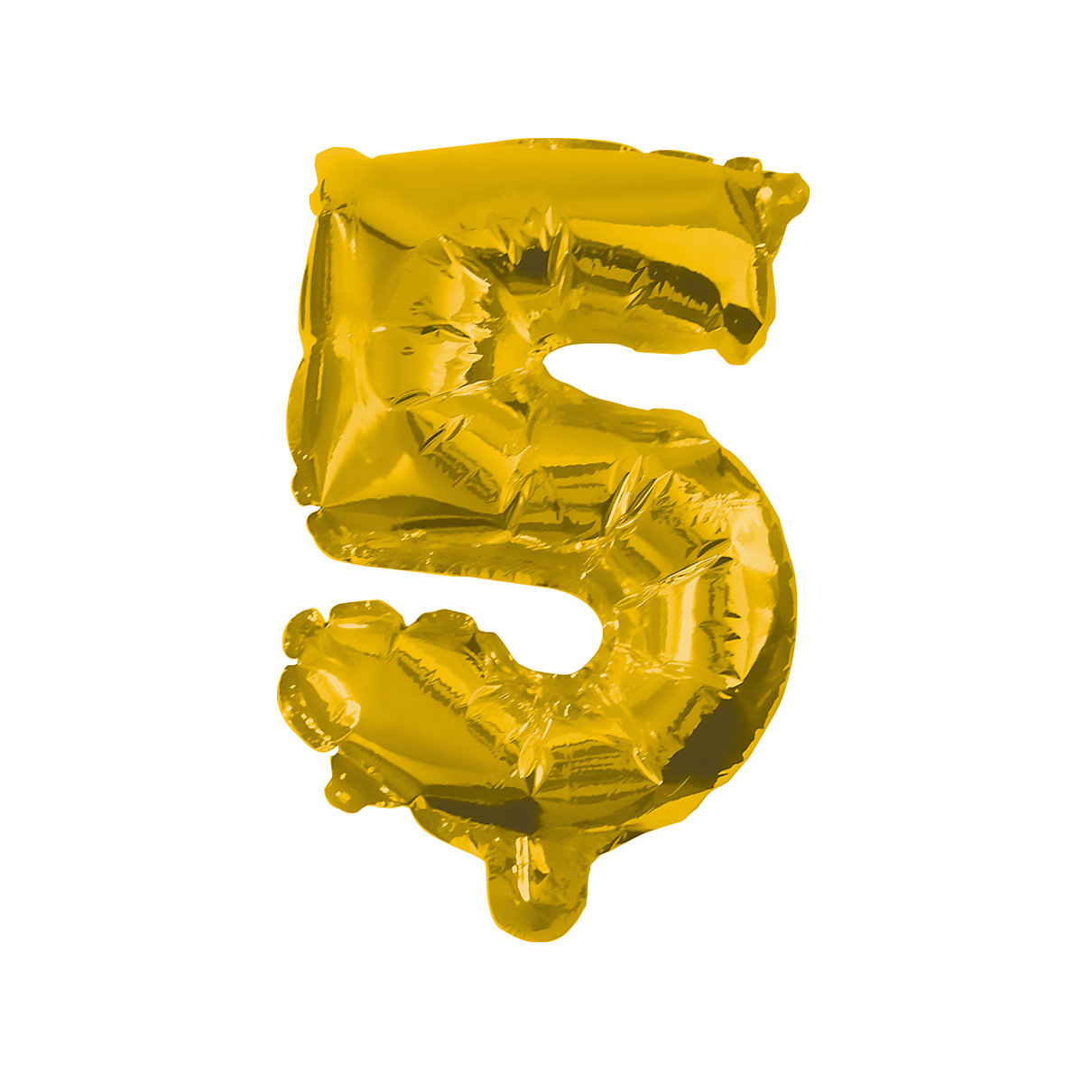 Folienballon Zahl 5 gold, 10 cm, inkl. Pustehalm