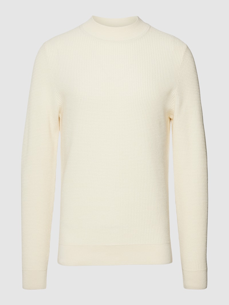 Strickpullover mit Stehkragen Modell 'Opale' in offwhite