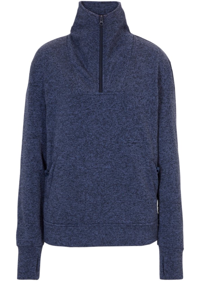 Fleeceshirt mit Troyerkragen