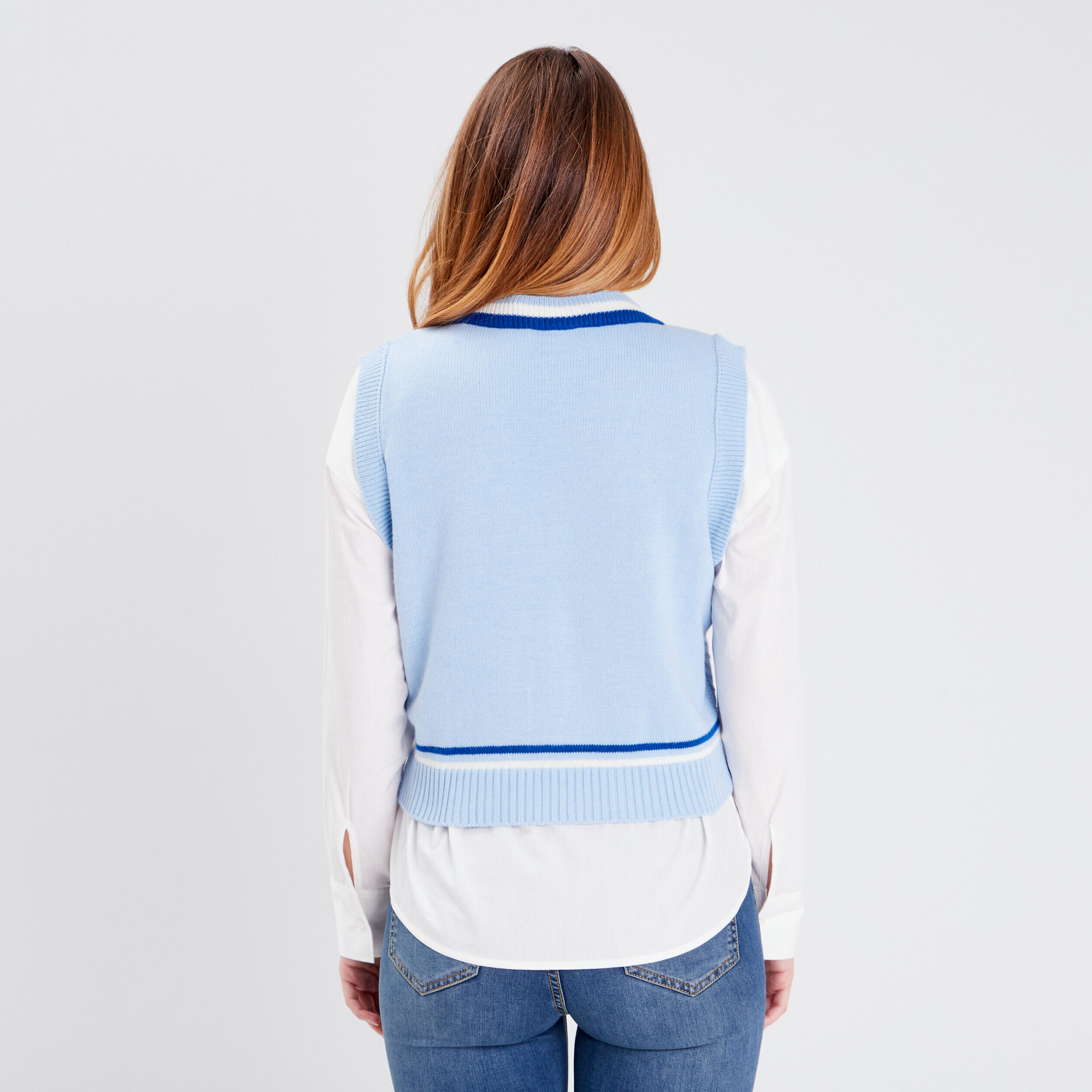 Pull sans manches bleu pastel femme | Cache Cache