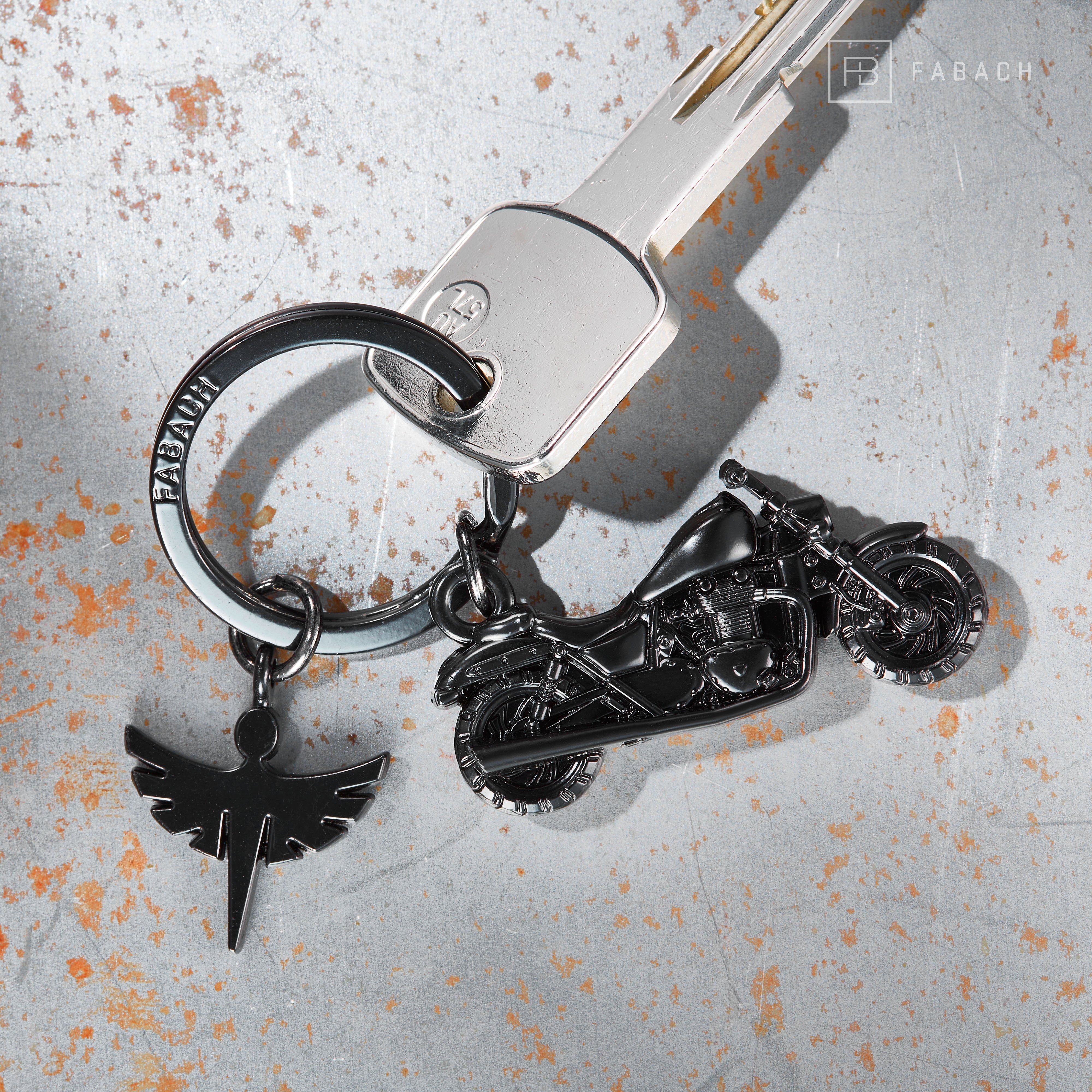 FABACH Schlüsselanhänger Chopper Motorrad mit Schutzengel - Engel Glücksbringer Motorradfahrer