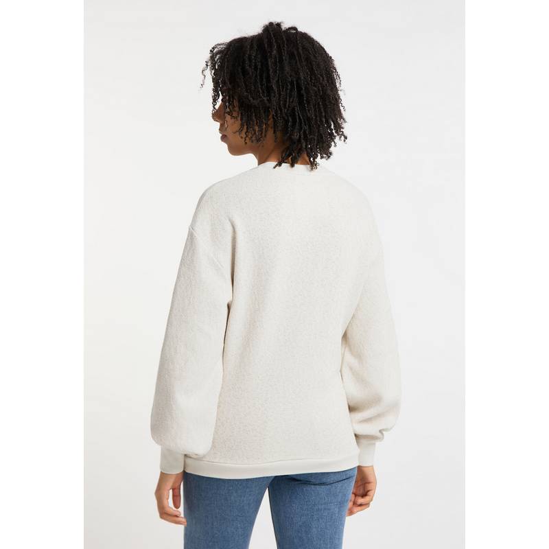SOMWR Puffy Sleeve Sweater With Contrast Neck Rundhalspullover Damen