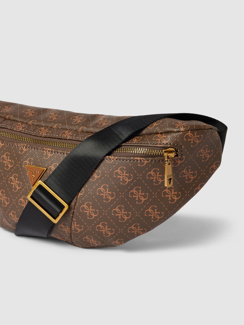 Bauchtasche mit Allover-Logo Modell 'VEZZOLA' in cognac