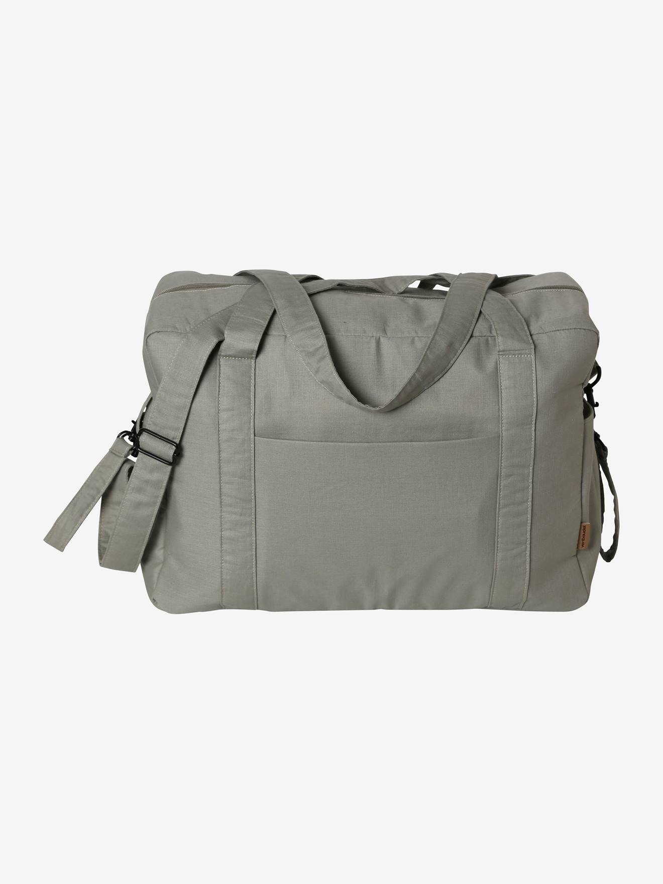 Sac à langer en lin et coton Bilbao kaki
