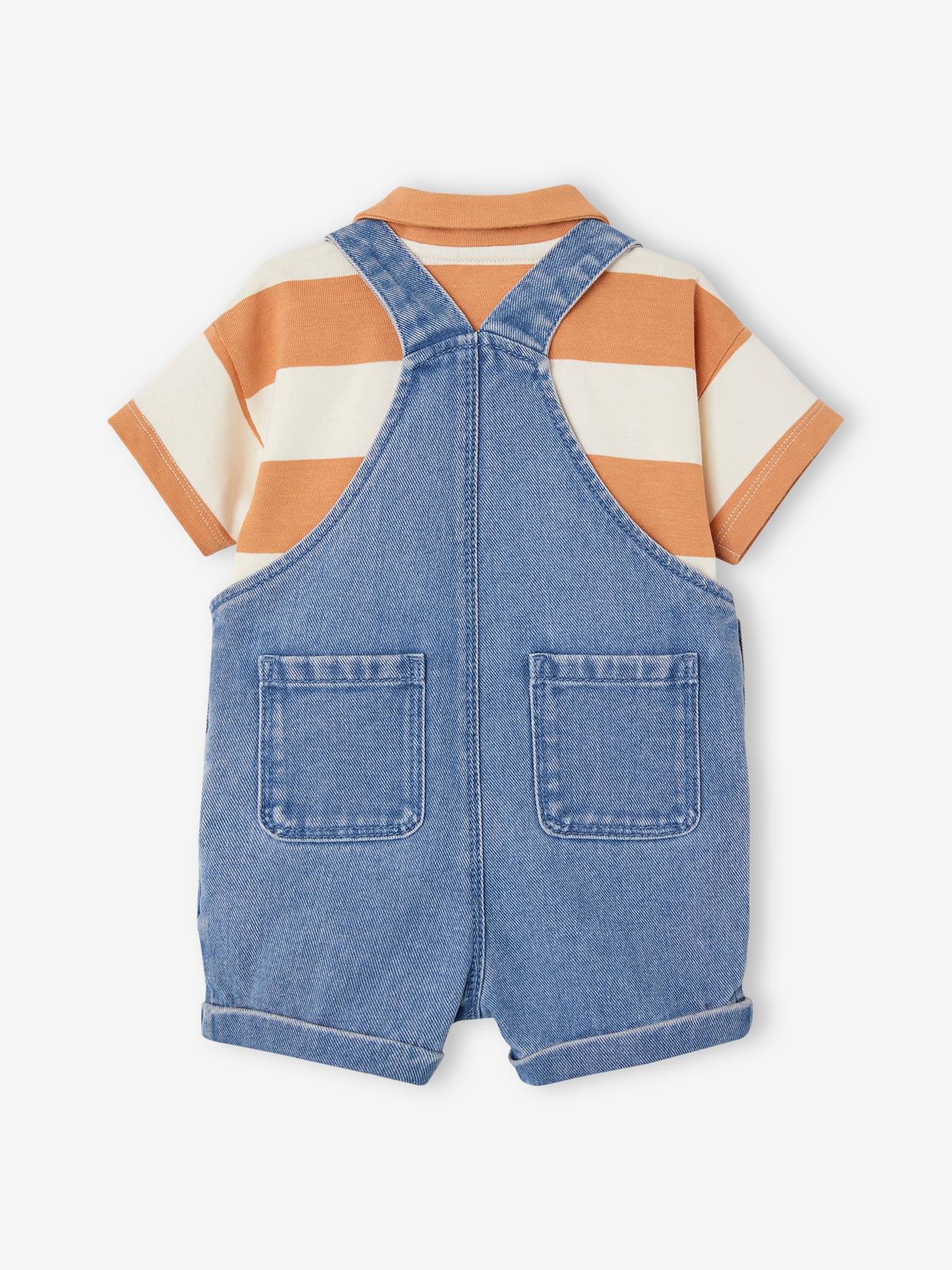 Vertbaudet Baby-Set: Latzshorts & Poloshirt - pfirsich
