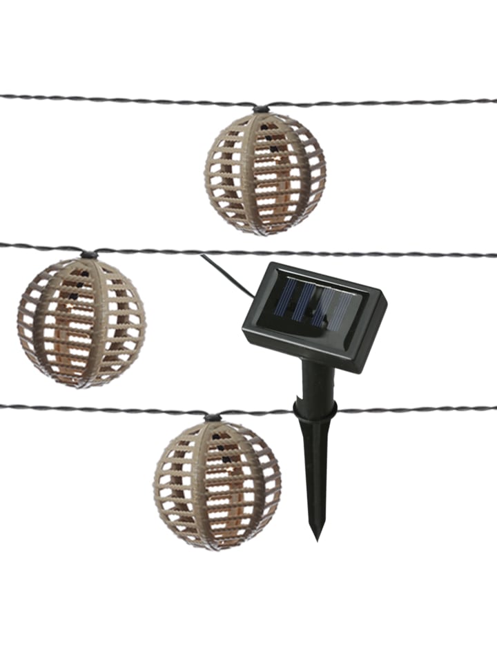 MARELIDA LED Solar Lichterkette Kugeln in Rattan Optik Lichtsensor L: 2,7m in braun günstig kaufen onesize