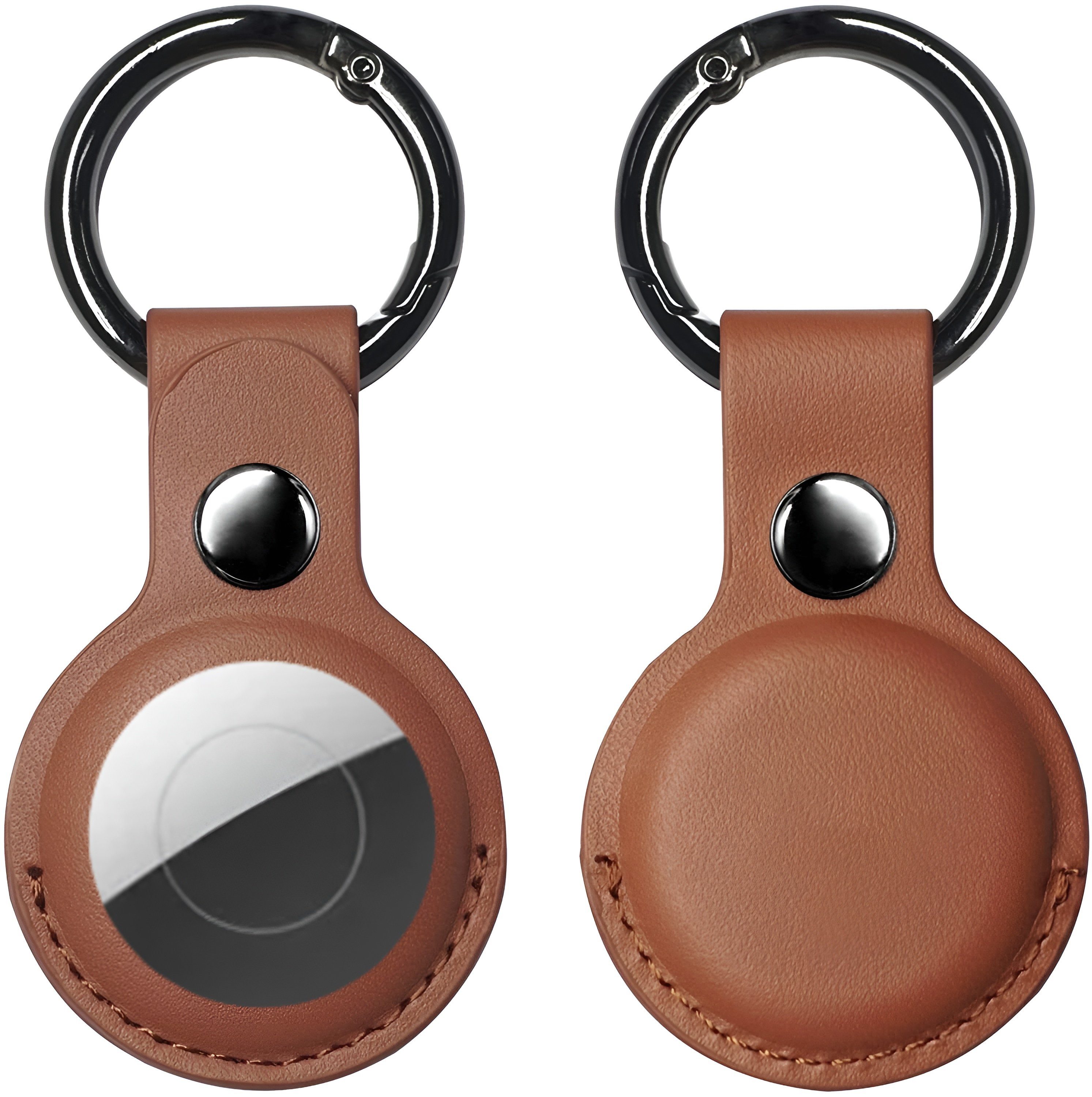 Bingo Schlüsselanhänger Set Schlüsselanhänger Airtag Anhänger Hülle für Apple Air Tags Leder Braun (Eleganz Aufhängung Taschen Haustierhalsband Clip-Verschluss Hochwertig Tracker Geschenkset, 2-tlg., Stahlkarabiner mit Lederhülle), Vielseitige Aufhän