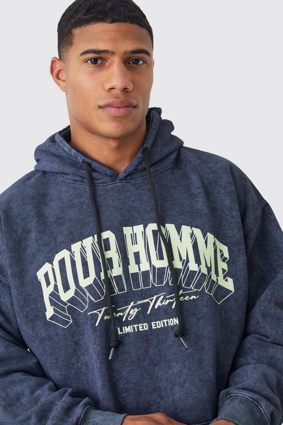 Oversize Hoodie mit Pour Homme Print